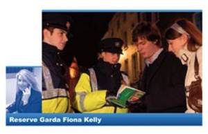 Reserve Garda Fiona Kelly at her day job (inset) and on duty